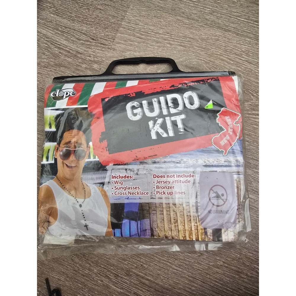 Elope Guido Kit Costume Accessory Set Wig Sunglasses Cross Necklace X1040 NEW